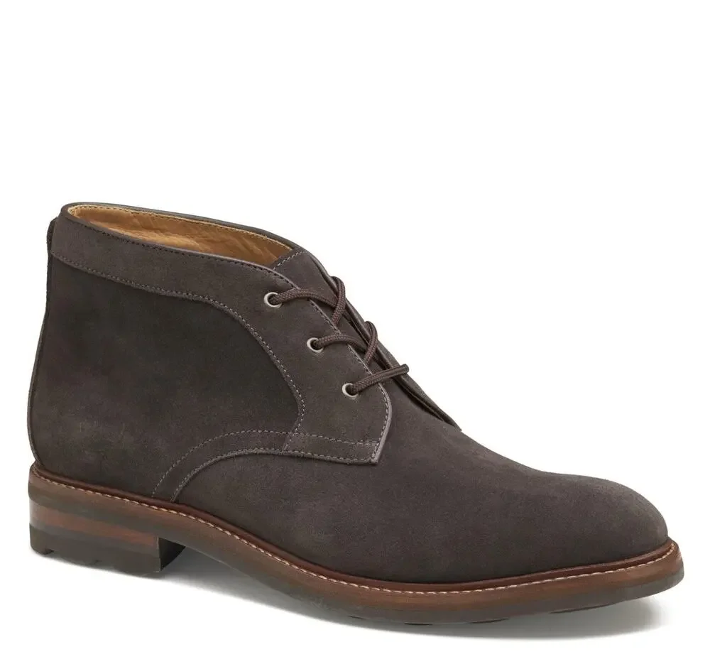 JOHNSTON & MURPHY WELCH CHUKKA BOOT LACE-UP DRESS CASUAL BOOT, GRAY SUEDE, 8.5 M